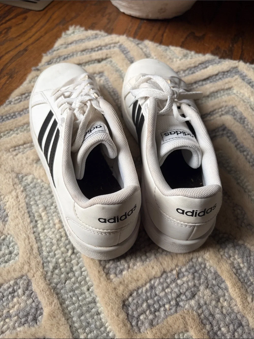 adidas White Sneakers with Black Three-Stripes